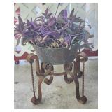 Iron plant stand copper bowl "wondering Jew"