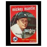 1959 Topps Mickey Mantle baseball card.