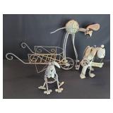 Four iron and tin garden decoration