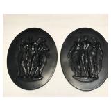 Vintage ceramic wall art plaques The Three Graces