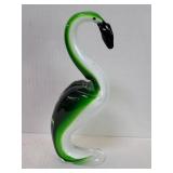 Murano-style hand-blown art glass flamingo figure