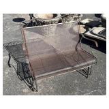 Vintage iron swinging patio bench