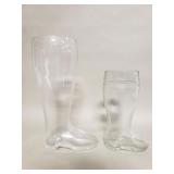 Pair of glass boot drinking glasses
