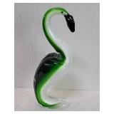 Murano-style hand-blown art glass flamingo figure