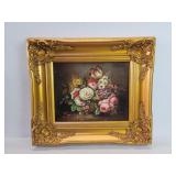 Floral still life oil painting on board