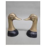 Brass duck heads bookends