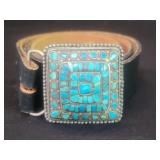 Tibetan style metal and  turquoise mosaic inlay