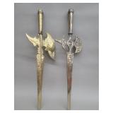 Vintage Gothic style brass tone aluminum Halberd