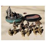 Vintage Bonsai Zen garden Chinese figures
