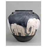 Terracotta elephant motiff planter