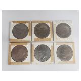 Six Eisenhower dollar coins