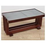 Art Deco mahogany cocktail table with glass insert