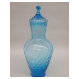 Vintage empoli optic swirl blue glass vase