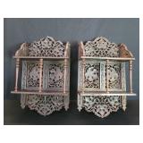 Pair of carved wood wall shelves