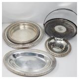 Group of silver plate serving trays