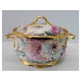 Antique porcelain hand-painted biscuit jar with