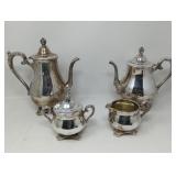 Group of W.M. Rogers & Son Victorian Rose tea set