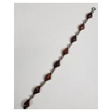 Vintage silver and Baltic amber link bracelet