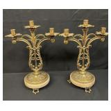 Pair of vintage gilt metal candelabra with