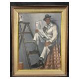 Framed, signed oil on board painting