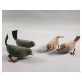 4 vintage wind-up bird toys