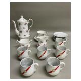 Group of porcelain teapots, teacup, saucers,
