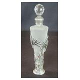 Frosted glass perfume bottle with a pewter d