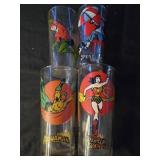 Lot of 4 character Pepsi glass cups