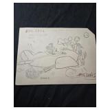 Vintage 1934 pencil drawing of Mickey the mail