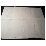 Lot of 6 the Flintstones pencil drawings