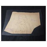 Vintage 1937 snow White pencil drawing we do not