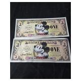 Lot of 2 2008 series Disney dollar
