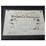Vintage 1930 pencil drawing Mickey and Minnie we