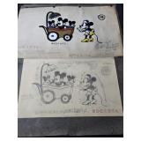 Vintage 1934 celluloid and pencil drawing of