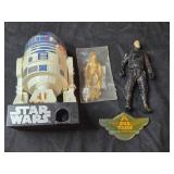 Lot of 3 star wars figures and 1 star wars Pin