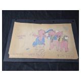 Vintage 1933 3 pigs pencil drawings we do not