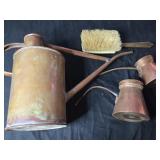 vintage copper watering can,two smaller copper