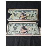 Vintage 1987A and 1988 series Disney dollar