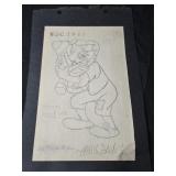 Vintage 1940 pencil drawing Pinocchio we do not