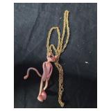 Vintage 1978 pink panther necklace