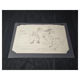 Vintage 1935 pencil drawing mickeys service