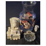 Lot of 4 Disney porcelain and glass collectibles