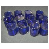 Lot of 12 Blue glass cups