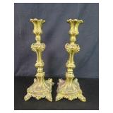 Rococo style brass candlesticks