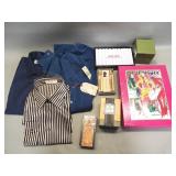 Group of button shirts, perfumes, seal stamp,