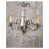 Vintage brass chandelier with glass ornaments