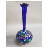 99% silver with cloisonne vase in silk box