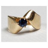 14k gold and diamond sapphire ring