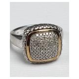Sterling silver, 14k gold, and diamond ring