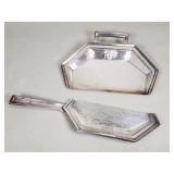 Art Deco silver plate table dust pan and crumb